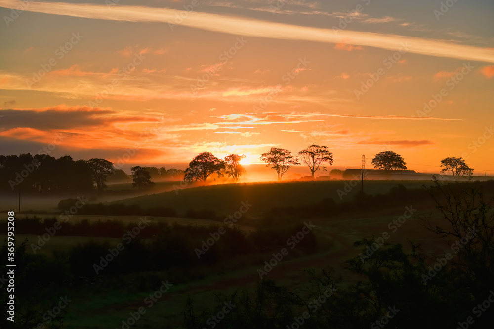 Ayrshire Fields at Perceton Irvine and a Misty Sunrise in Scotland.