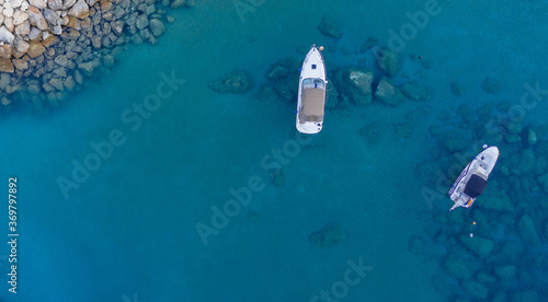 blue boat on the sea
