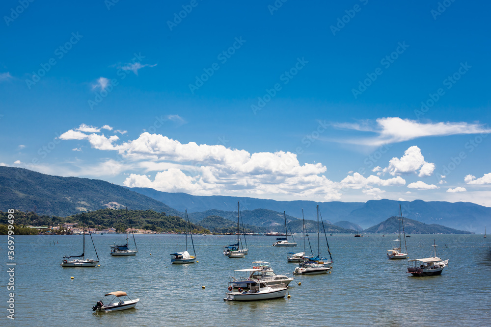 Boats anchored in the marina os Paraty Mirim - Rio de Janeiro - Brazil
