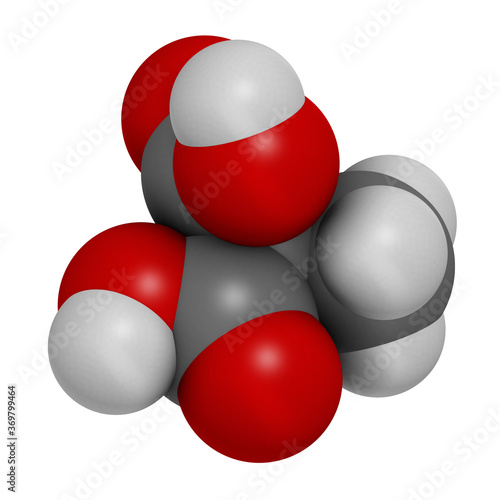 Methylmalonic acid molecule. Increased plasma levels may indicate vitamin B12 deficiency. 3D rendering. © molekuul.be