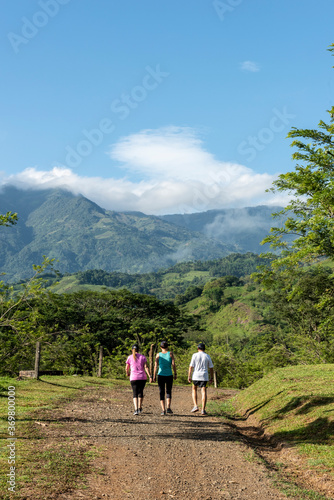People practicing sport on nature trail in Tamesis, Antioquia photo