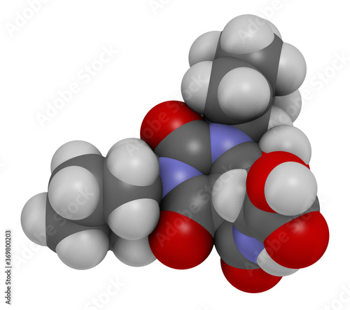 Daprodustat drug molecule (HIF prolyl-hydroxylase inhibitor). 3D rendering. 