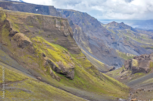Beautiful and colorful mountain landscape in Landmannalaugar, Iceland. Nature and places for wonderful travels