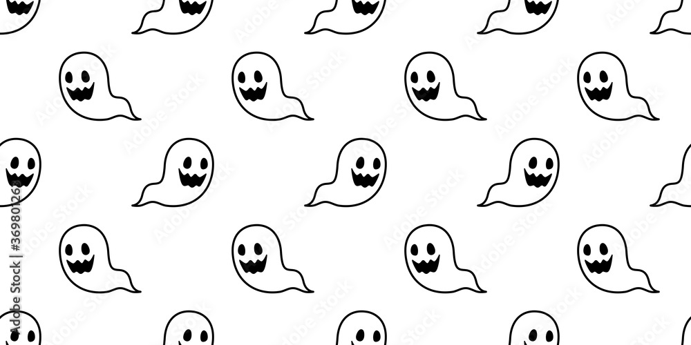 Ghost seamless pattern Halloween vector spooky scarf isolated repeat wallpaper tile background devil evil cartoon doodle illustration gift wrap paper design Ghost seamless pattern Halloween vector spooky scarf isolated repeat wallpaper tile background devil evil cartoon doodle illustration gift wrap paper design