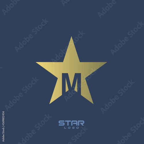 Gold Star Logo with Initial Letter M