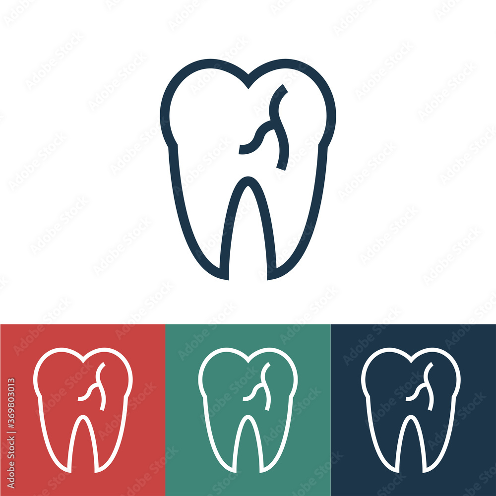 Linear vector icon with aching tooth Linear vector icon with aching tooth