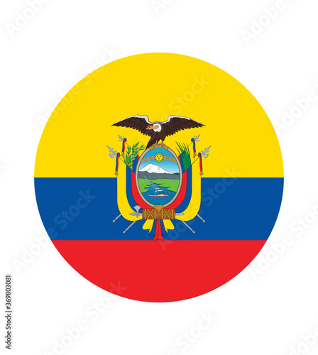 National Ecuador flag, official colors and proportion correctly. National Ecuador flag. Vector illustration. EPS10. Ecuador flag vector icon, simple, flat design for web or mobile app.