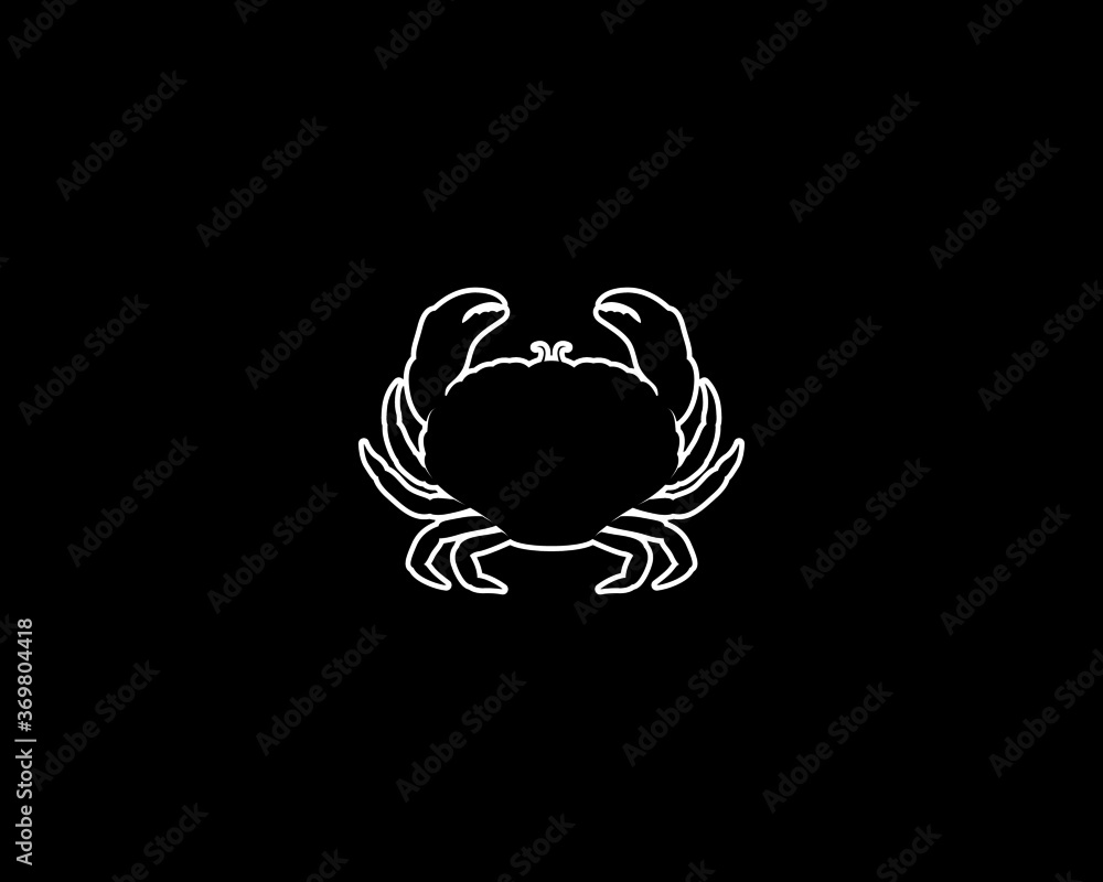 Crab Silhouette on Black Background. Isolated Vector Animal Template for Logo Company, Icon, Symbol etc Crab Silhouette on Black Background. Isolated Vector Animal Template for Logo Company, Icon, Symbol etc