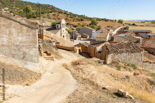 a view over Alcubilla del Marques village (Burgo de Osma), province of Soria, Castile and Leon, Spain 