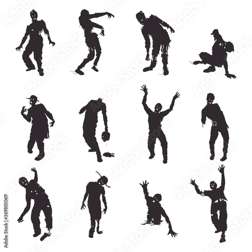 Zombie silhouettes set