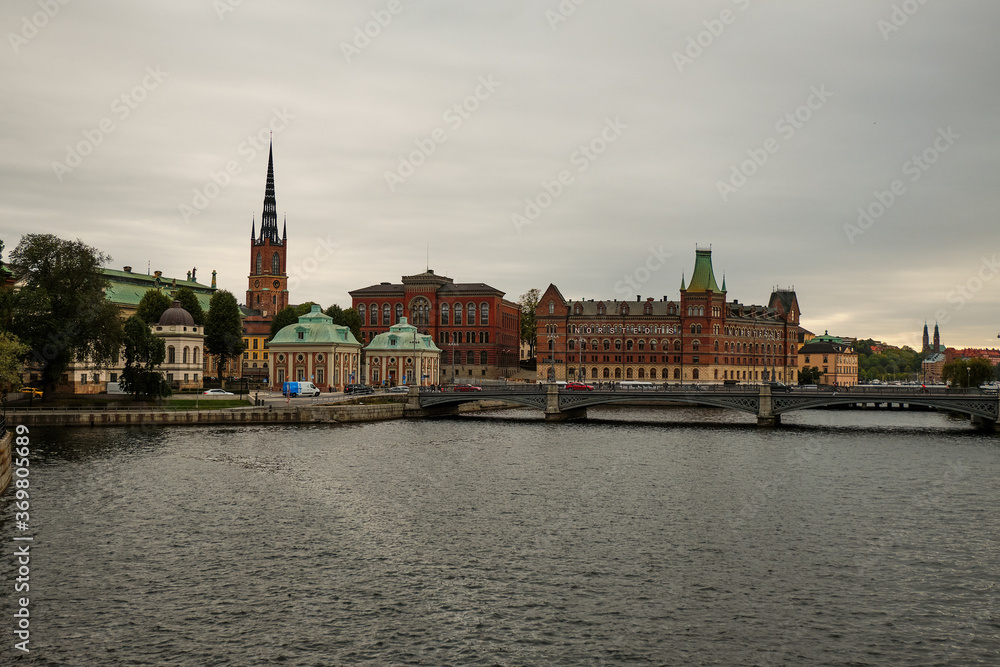 Sweden. Stockholm. Houses and streets of Stockholm. Autumn cityscape. September 17, 2018