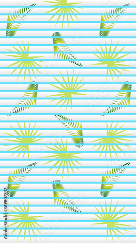 Window blinds, horizontal closed jalousie with a pattern of palm branches