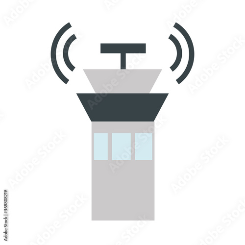 airport control tower antenna travel transport terminal tourism or business flat style icon