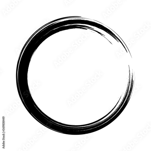 Stock vector design template vector brush strokes circles of paint on white background. Ink hand drawn paint brush circle. Logo, label design element vector illustration. Black abstract circle. Frame.