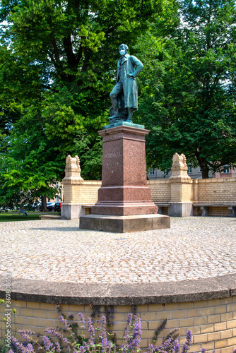 Neuruppin, Germany - Schinkel monument from 1883 on the church square (Kirchplatz)