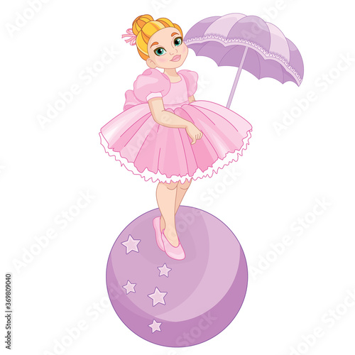 Little Cute Circus Princess on the Ball