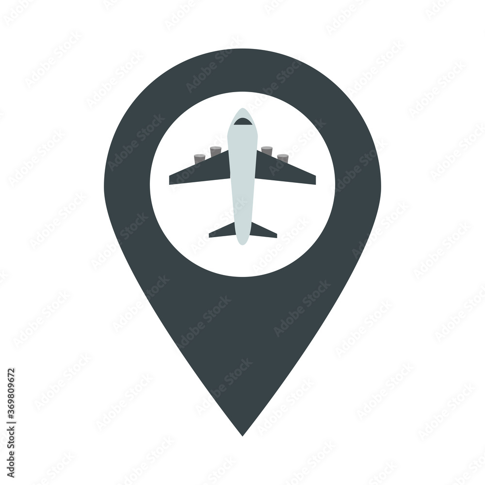 airport gps navigation pointer plane travel transport terminal tourism or business flat style icon airport gps navigation pointer plane travel transport terminal tourism or business flat style icon