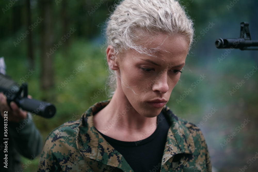 Fototapeta premium terrorists was capture alive woman soldier