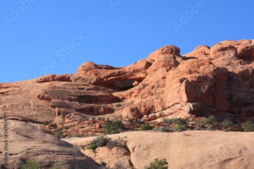 Rocks in wild landscape in Arches National Park, Utah, USA, United States, America.