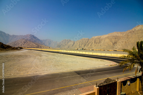 Beautiful view mountains with blue sky in Khasab, Oman