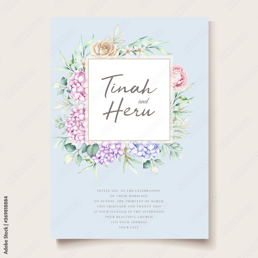 elegant hydrangea flowers card set