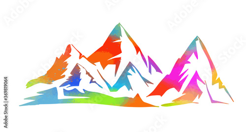 Colorful mountains. Mixed media. Vector illustration