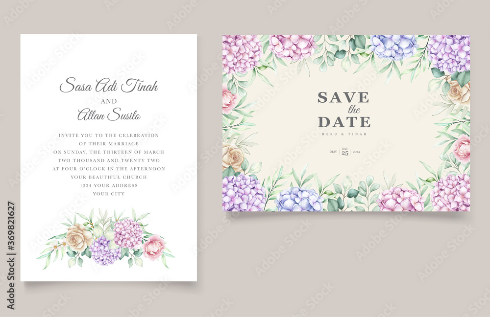 elegant hydrangea flowers card set