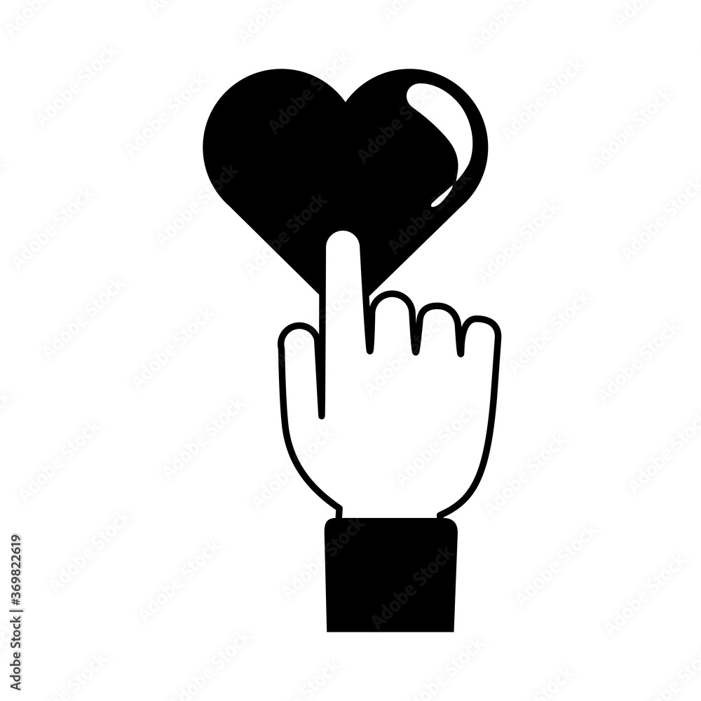 hand touching love heart romantic passion feeling linear style icon hand touching love heart romantic passion feeling linear style icon