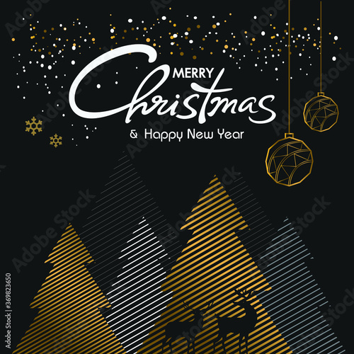 christmas greeting card with christmas tree