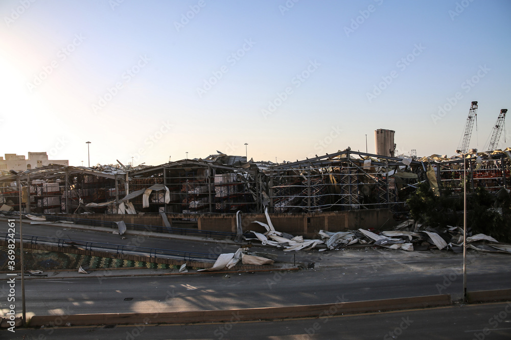Fototapeta premium Beirut destruction after the tragic explosion happened in Port of Beirut on August 4, 2020: Beirut Downtown