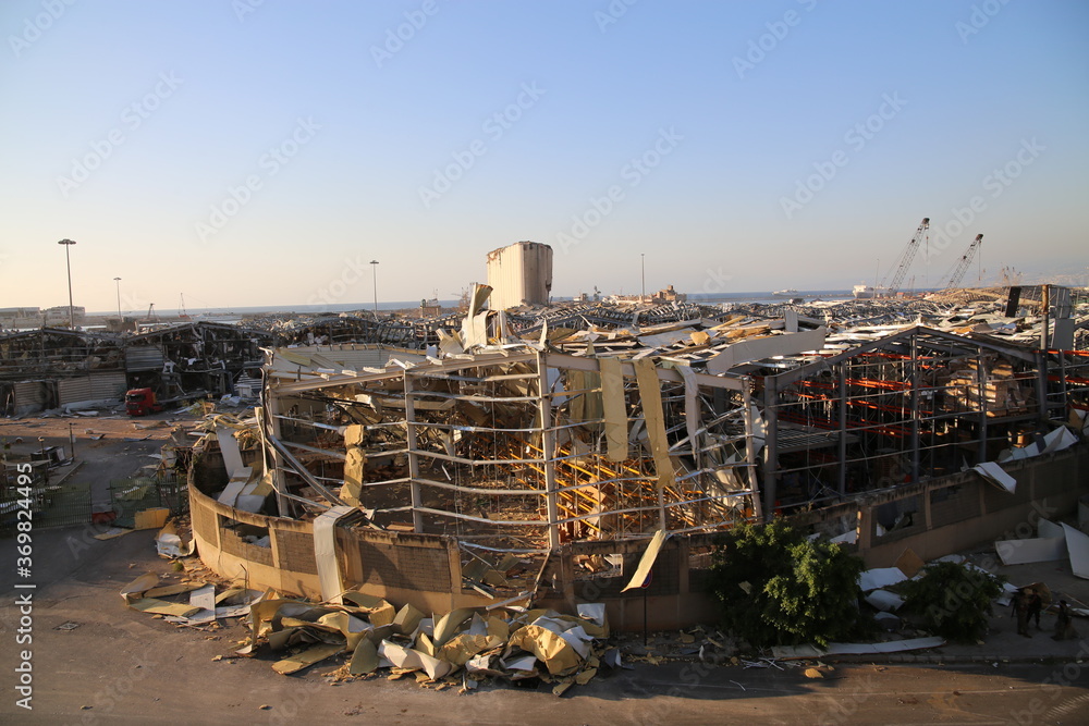 Beirut destruction after the tragic explosion happened in Port of Beirut on August 4, 2020