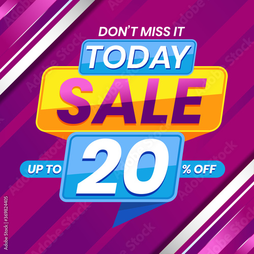 Vector graphic of Modern Colorful Today Sale 20 Percent Advertising Banner Background. Perfect for Retail  Brochure  Banner  Business  Selling  etc