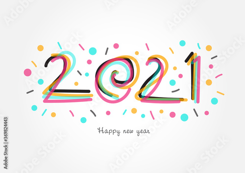 2021 lettering colorful vector for calendar  greeting card  banner  cover  poster  web page. 2021 Happy New Year background. calligraphy 