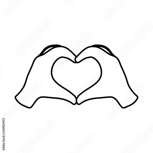 hands shaped heart love romantic flirting linear style icon