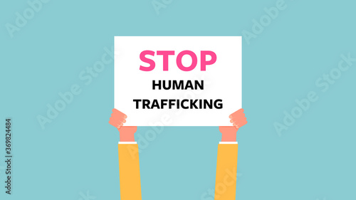 Stop human trafficking alphabet on boxing board, World day against trafficking in persons, Relaxing pastel colors, vector illustration for graphic design, website or banner