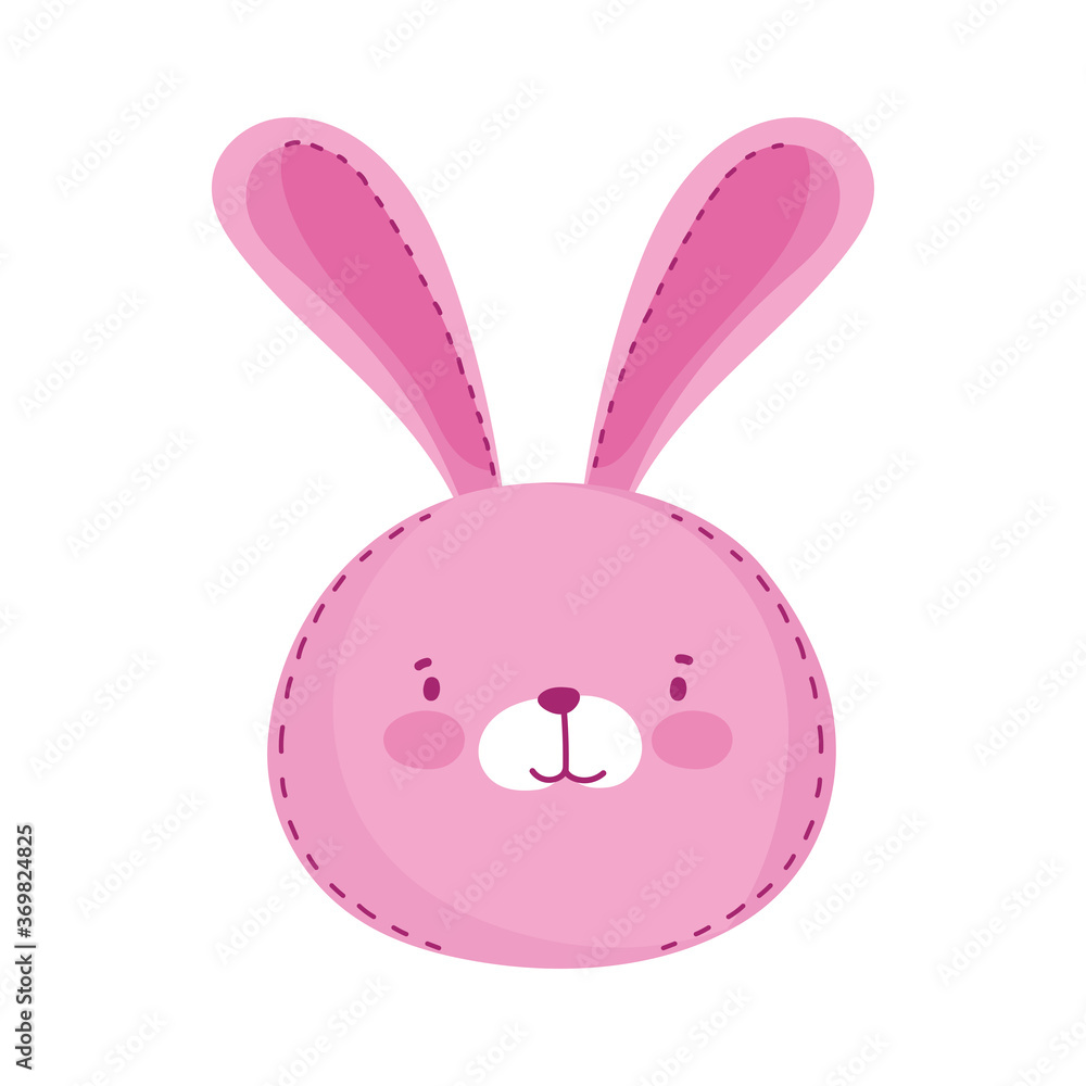 kids toys head pink bunny cartoon isolated icon design white background kids toys head pink bunny cartoon isolated icon design white background