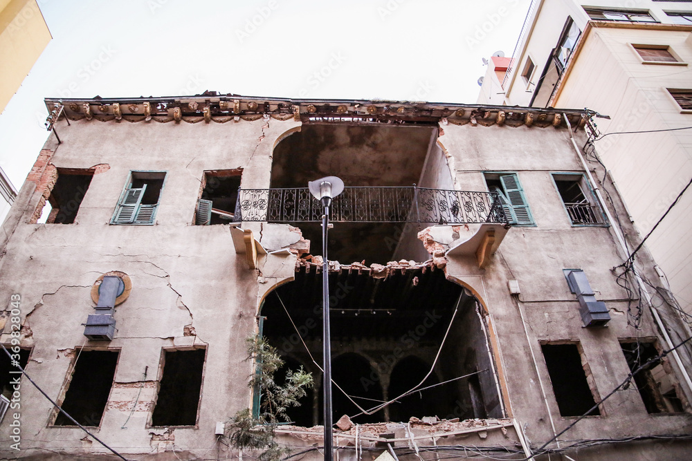 Beirut destruction after the tragic explosion happened in Port of Beirut on August 4, 2020: Beirut Downtown Beirut destruction after the tragic explosion happened in Port of Beirut on August 4, 2020: Beirut Downtown
