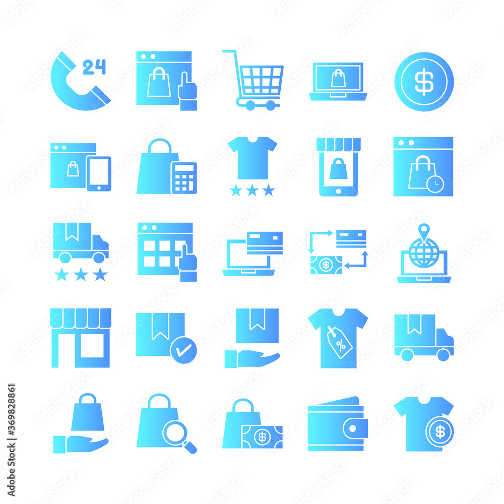 Ecommerce icon set vector gradient for website, mobile app, presentation, social media. Suitable for user interface and user experience Ecommerce icon set vector gradient for website, mobile app, presentation, social media. Suitable for user interface and user experience