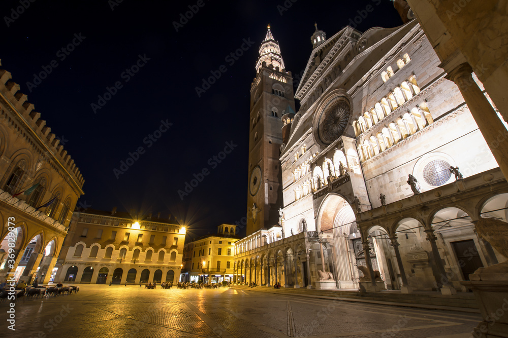 Cremona, Cathedral Square by night