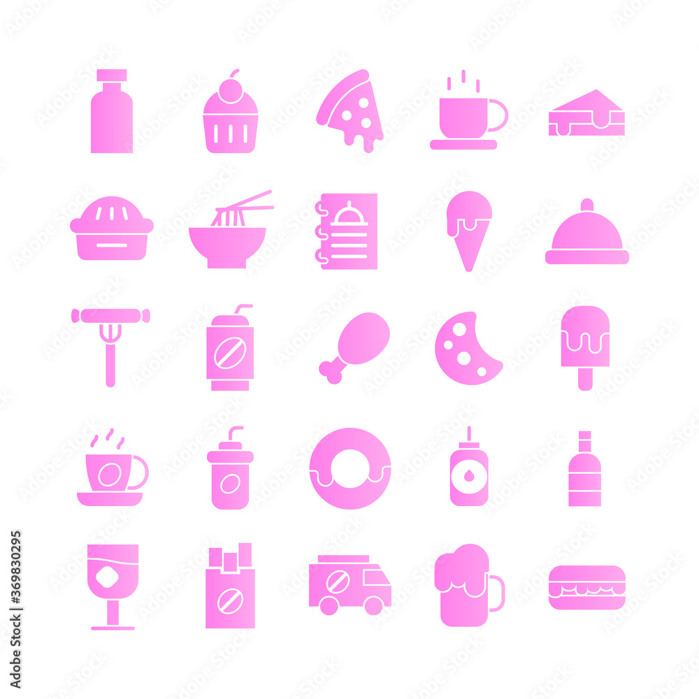 Fast Food icon set vector gradient for website, mobile app, presentation, social media. Suitable for user interface and user experience Fast Food icon set vector gradient for website, mobile app, presentation, social media. Suitable for user interface and user experience