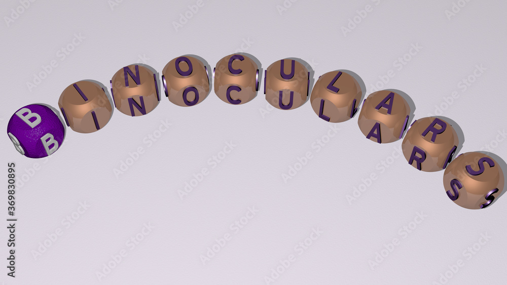 crosswords of BINOCULARS arranged by cubic letters on a mirror floor, concept meaning and presentation. illustration and background crosswords of BINOCULARS arranged by cubic letters on a mirror floor, concept meaning and presentation. illustration and background