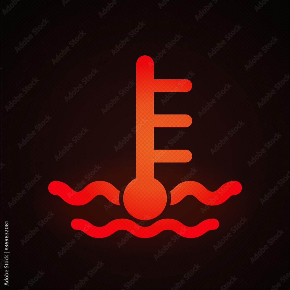 Engine temperature warning light vector illustration. Stock Vector