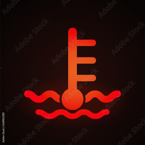 Engine temperature warning light vector illustration.