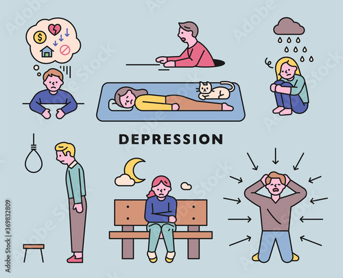 People who express negative emotions with psychological pressure. flat design style minimal vector illustration.