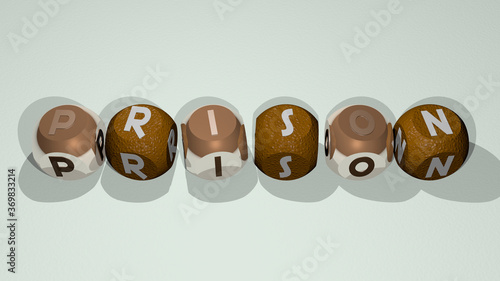 Tableau sur toile prison combined by dice letters and color crossing for the related meanings of the concept