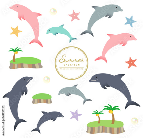 イルカと海のバラエティ素材セット