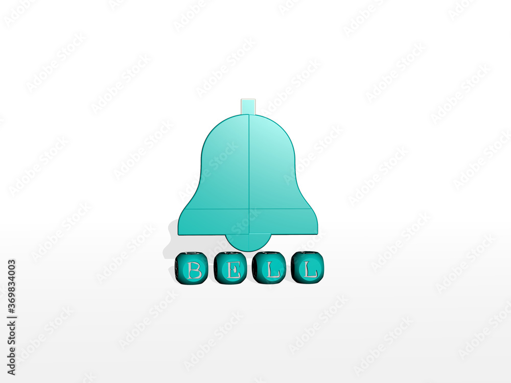 3D representation of bell with icon on the wall and text arranged by metallic cubic letters on a mirror floor for concept meaning and slideshow presentation. church and background 3D representation of bell with icon on the wall and text arranged by metallic cubic letters on a mirror floor for concept meaning and slideshow presentation. church and background
