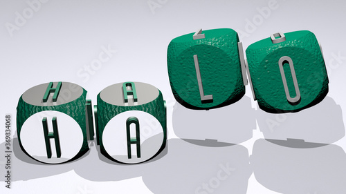 combination of HALO built by cubic letters from the top perspective, excellent for the concept presentation. illustration and background