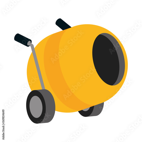 isometric repair construction concrete mixer work tool and equipment flat style icon design