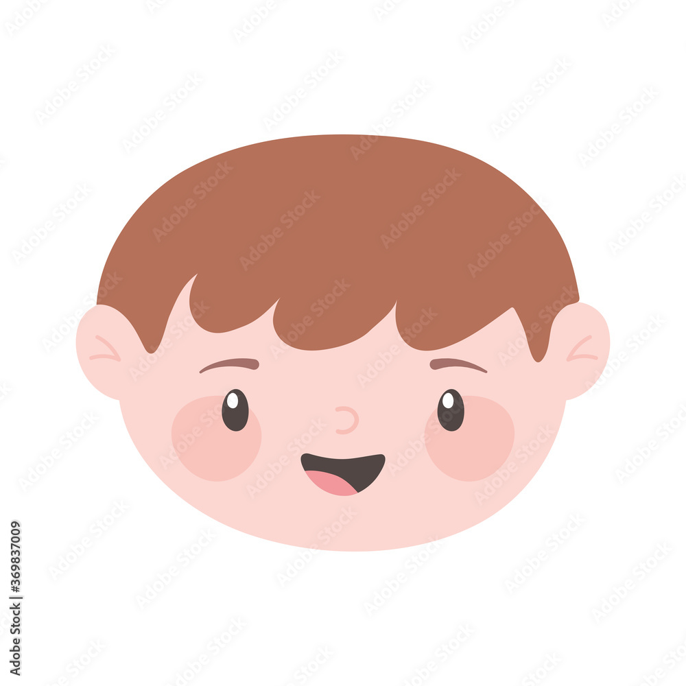 happy face boy cartoon character isolated icon design white background